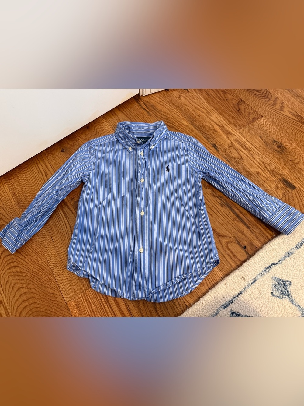 Ralph Lauren Toddler Boy Blue Striped Button Down Shirt Size 3T
